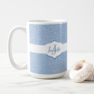 Himlar Blue Glitter Monogram Kaffemugg