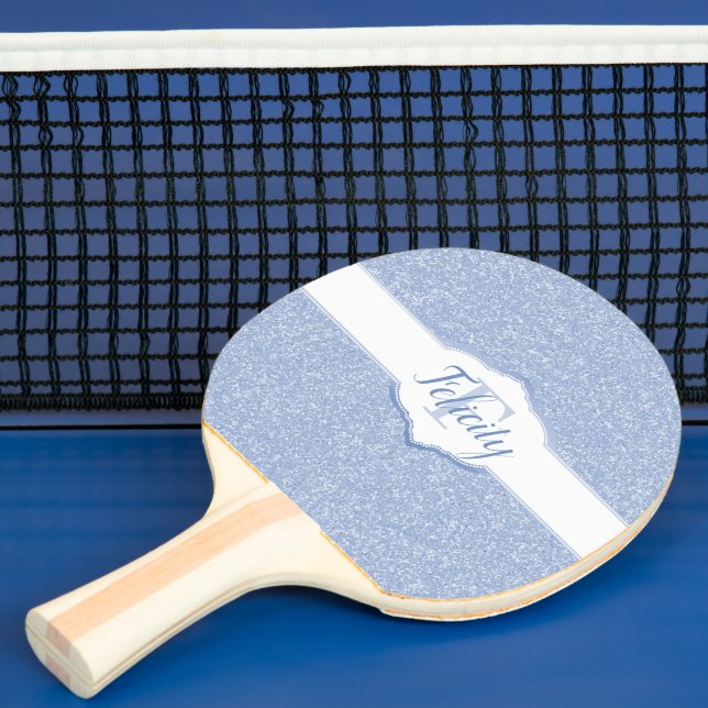 Himlar Blue Glitter Monogram Ping Pong Paddle Pingisracket (Insitu)