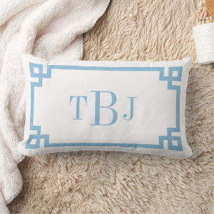 Himlar Blue Grekiska Nyckel Monogram Lumbarkudde