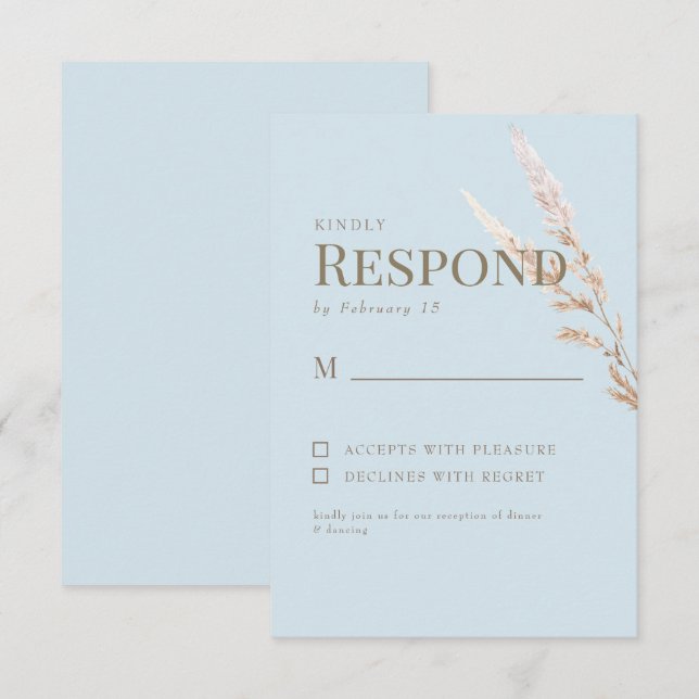 Himlar Blue Guld Text Boho Bröllop OSA Kort (Fram/baksida)