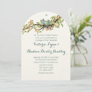 Himlar Blue Gult Sunny Elegance Love Bird Bröllop Inbjudningar