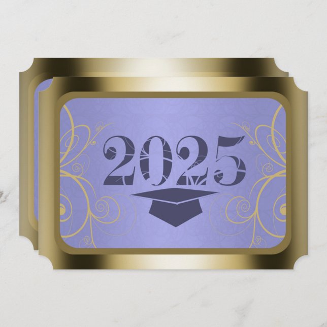 Himlar Blue Harvest/Guld Ram Studentfest Inbjudningar (Fram/baksida)