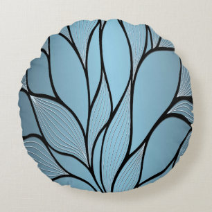 Himlar Blue Hues Kreativ Lämna Mönster Rund Kudde