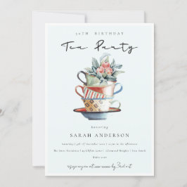 Himlar Blue Kopp - alla åldrar Födelsedag Tea Part Tack Kort