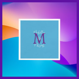 Himlar Blue Lila White Bat mitzvah Namn Monogram Pappersservett