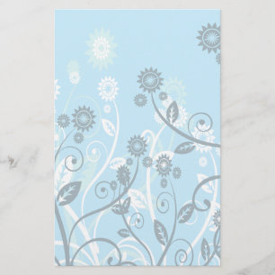 Himlar Blue Modern Blommigt Brevpapper