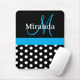 Himlar Blue Monogram Black White Polka Dot Mouse P Musmatta