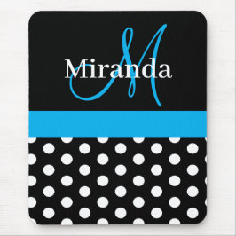 Himlar Blue Monogram Black White Polka Dot Mouse P Musmatta