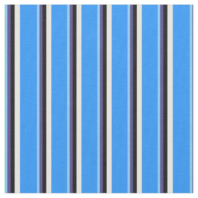 Himlar Blue, Mörk Slate Blue, Black, White & Blue Tyg (Närbild)