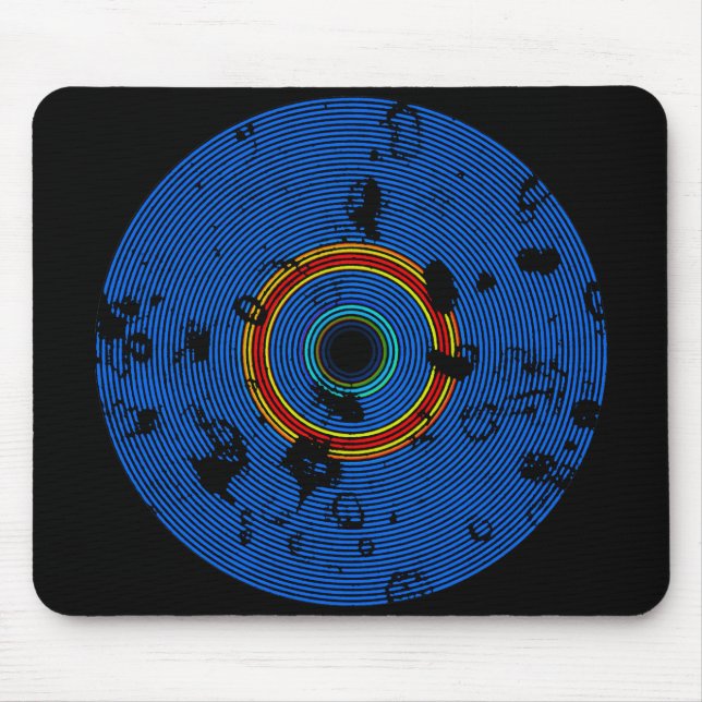 Himlar Blue Multicocolor Vinyl Disk Struktur Mönst Musmatta (Framsidan)
