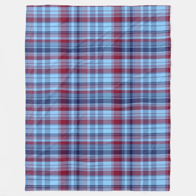 Himlar Blue Navy Burgundy Preppy Madras Fleecefilt (Framsidan)