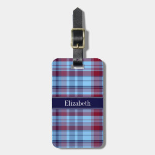 Himlar Blue Navy Burgundy Preppy Madras N Monogram Bagagebricka