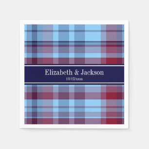 Himlar Blue Navy Burgundy Preppy Madras N Monogram Pappersservett