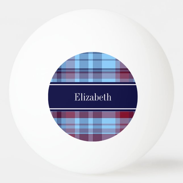 Himlar Blue Navy Burgundy Preppy Madras N Monogram Pingisboll (Framsidan)