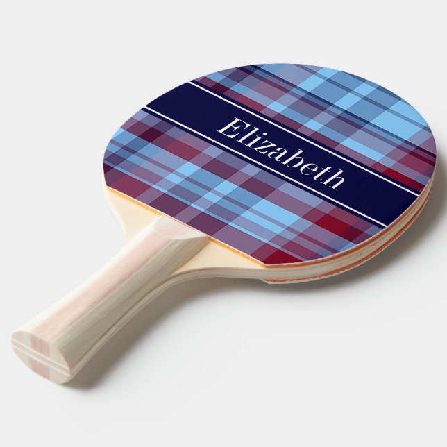 Himlar Blue Navy Burgundy Preppy Madras N Monogram Pingisracket (Frontvinkel)