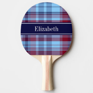 Himlar Blue Navy Burgundy Preppy Madras N Monogram Pingisracket