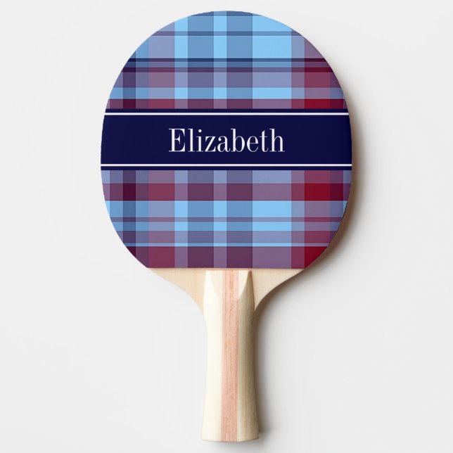 Himlar Blue Navy Burgundy Preppy Madras N Monogram Pingisracket (Framsidan)