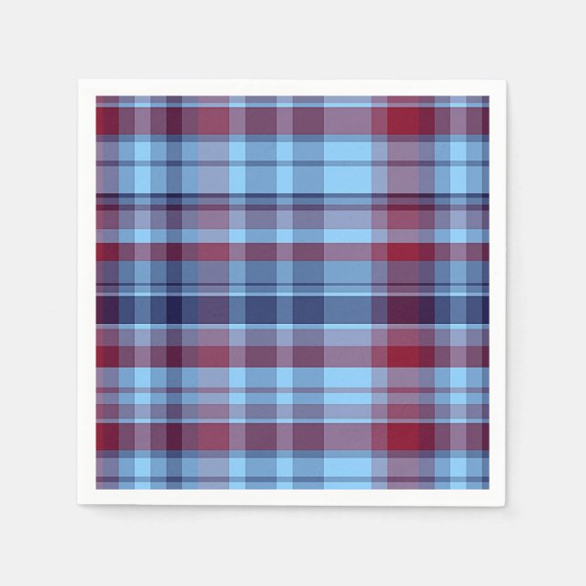 Himlar Blue Navy Burgundy Preppy Madras Pappersservett (Framsidan)
