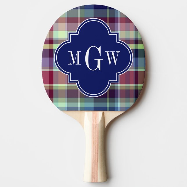 Himlar Blue Navy Burgundy Wht Preppy Madras Monogr Pingisracket (Framsidan)