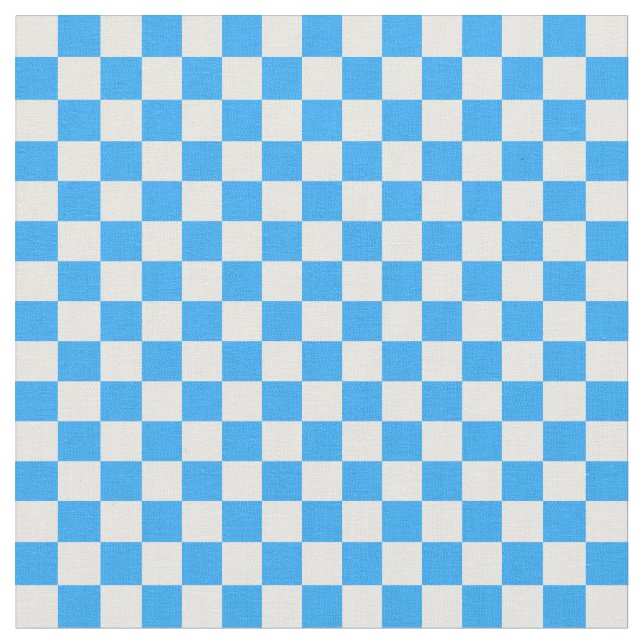 Himlar Blue och White Checkerboard Mönster Tyg (Närbild)