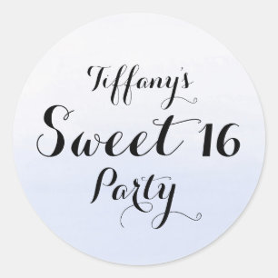 Himlar Blue Pastel Ombre Sweet 16 Sticker Runt Klistermärke