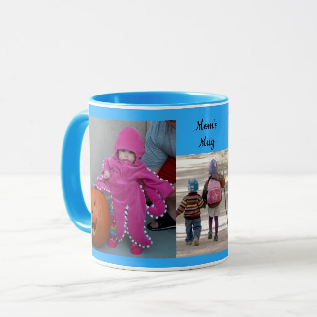 Himlar Blue Personalize 3 PHOTO MMPLATE Gift Coffe Mugg (Framsida vänster)