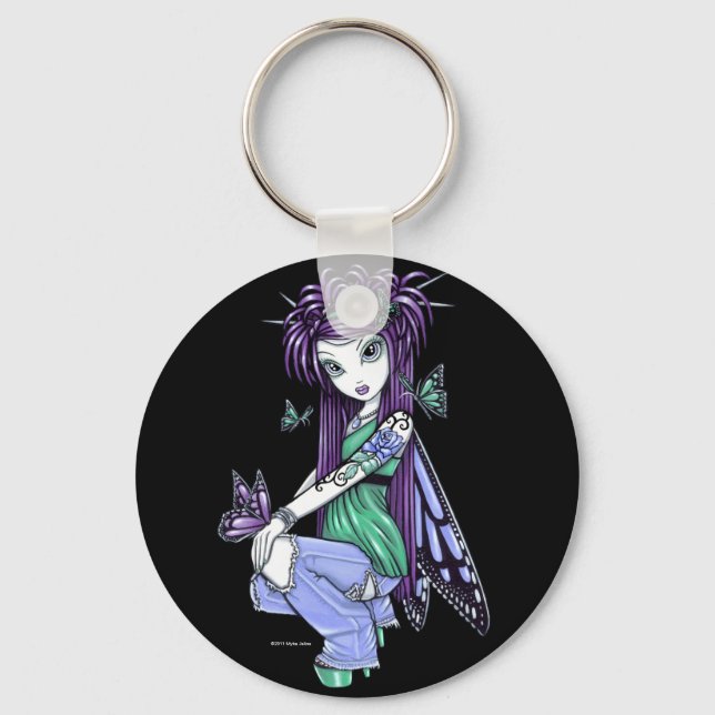 "Himlar" Blue Ro Tattoo Butterfly Fairy Keychain Nyckelring (Framsida)