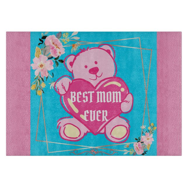 Himlar Blue Rosa Chic Nalle Heart Blommigt Design (Framsidan)