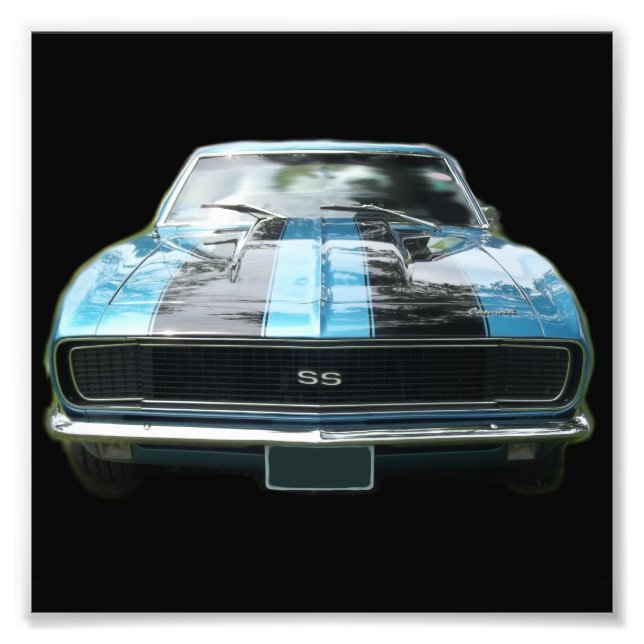 Himlar blue SS Camaro med svart rand Fototryck (Framsidan)
