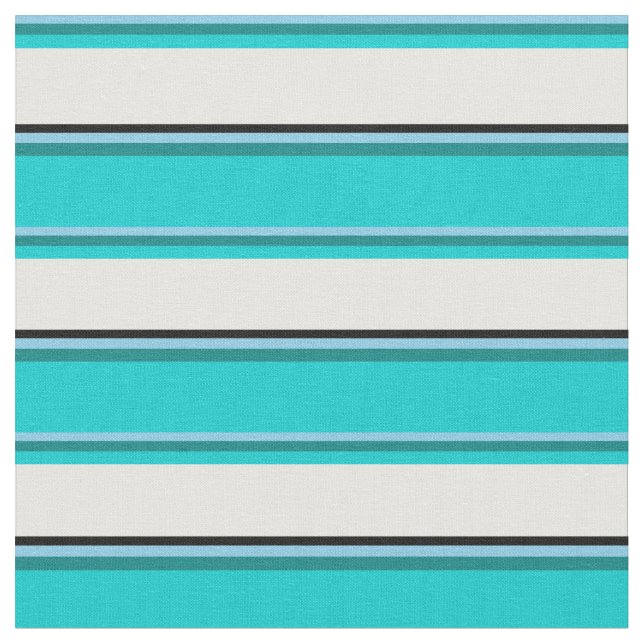 Himlar Blue, Teal, Mörk Turkos, Vit och Svart Tyg (Närbild)