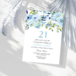 Himlar Blue Watercolor Flowers 21:a födelsedagen P Inbjudningar<br><div class="desc">Himlar Blue Watercolor Flowers 21:a födelsedagsinbjudan Se matchningssamling i Niche and Nest Store</div>