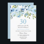 Himlar Blue Watercolor Flowers 30års födelsedag Pa Inbjudningar<br><div class="desc">Inbjudan till Himlar Blue Watercolor Flowers 30års födelsedag Party See match-samling i Niche and Nest Store</div>