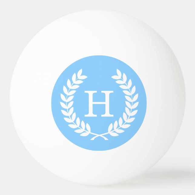 Himlar Blue Whate Wheat Laurel Wand Initial Monogr Pingisboll (Framsidan)
