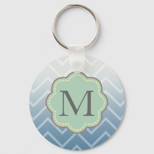 Himlar Blue White Chevron Nyckelring