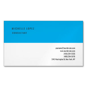 Himlar Blue White Classic Elegant Plain Magnetiska Visitkort