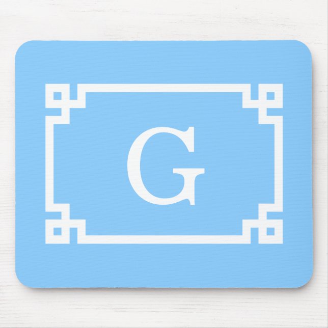 Himlar Blue White Grekiska Nyckel Ram #2 Initial M Musmatta (Framsidan)