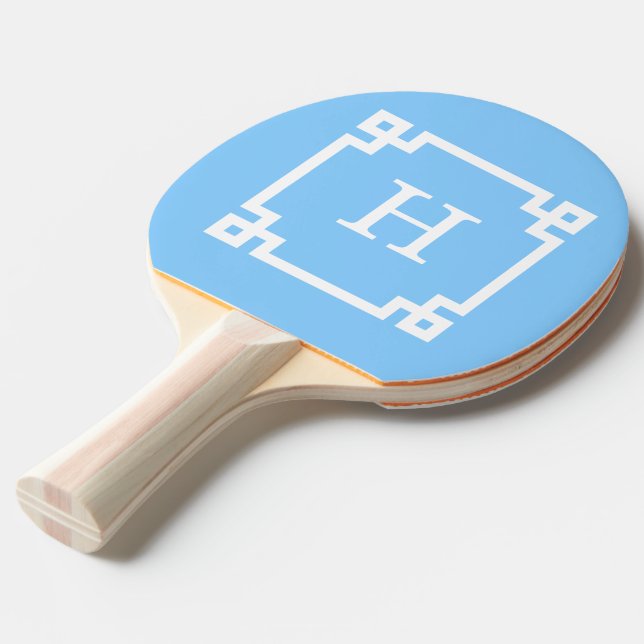 Himlar Blue White Grekiska Nyckel Ram #2 Initial M Pingisracket (Frontvinkel)