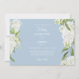 Himlar Blue White Hydrangeas Bröllop Inbjudningar