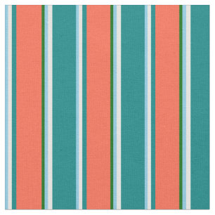 Himlar Blue, White, Teal, Red & Mörk grönt Färgad Tyg