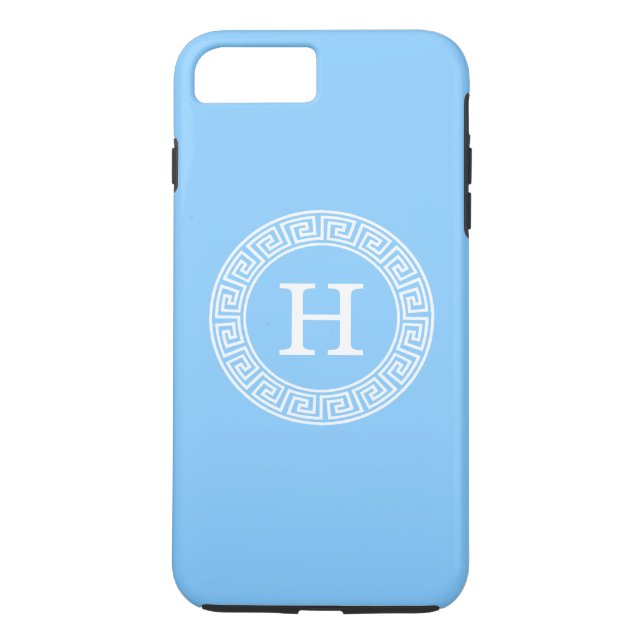 Himlar Blue Wht Grekiska Nyckel Rnd Ram Initial Mo Case-Mate iPhone Skal (Baksida)