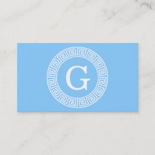 Himlar Blue Wht Grekiska Nyckel Rnd Ram Initial Mo Visitkort