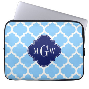 Himlar Blue Wht Moroccan #5 Navy Blu 5c Namn Monog Laptop Fodral