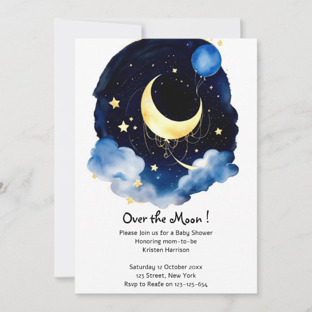 Himlar Boy Baby Shower Celestial Dreams Inbjudningar (Framsida)