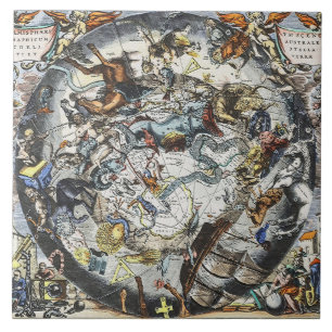 Himlar Constellations Vintage Karta Kakelplatta