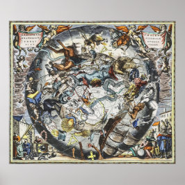 Himlar Constellations Vintage Karta Poster