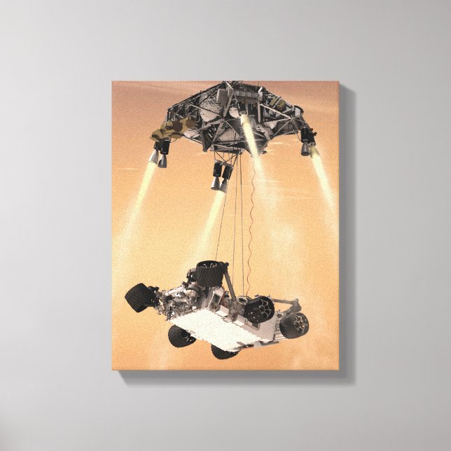 Himlar Crane Maneuver under Curiosity's Mars Desce Canvastryck (Framsida)