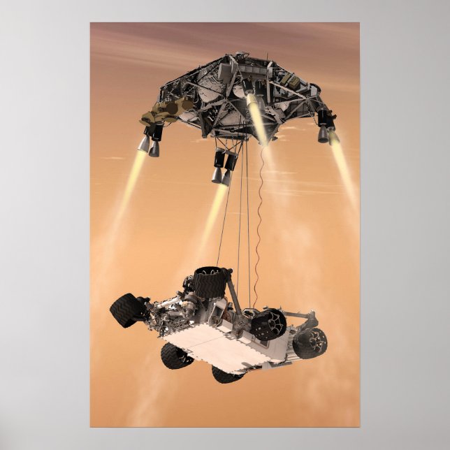 Himlar Crane Maneuver under Curiosity's Mars Desce Poster (Framsidan)