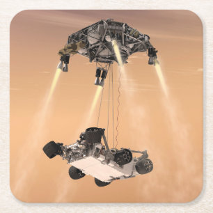 Himlar Crane Maneuver under Curiosity's Mars Desce Underlägg Papper Kvadrat