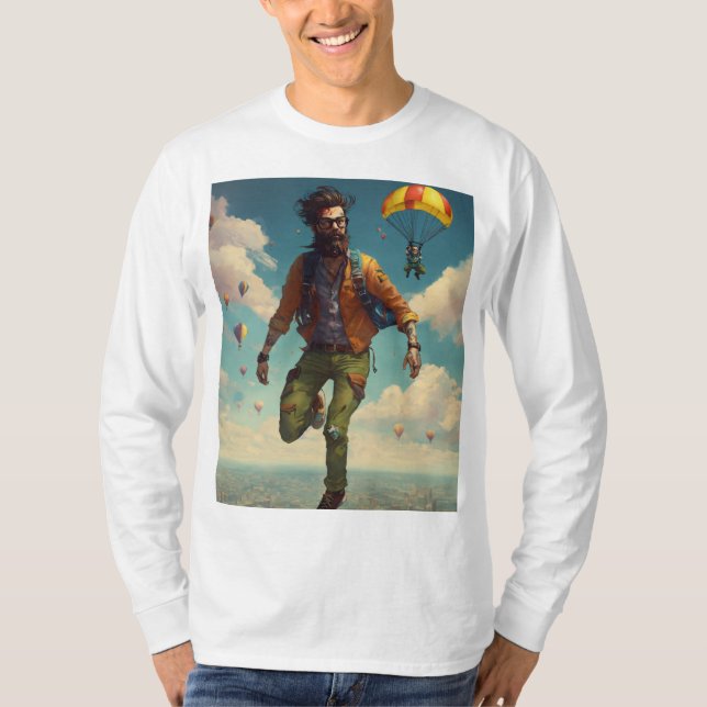 "Himlar-Diving Hipster Zombie (No Beard) T-Shirt" T Shirt (Framsida)