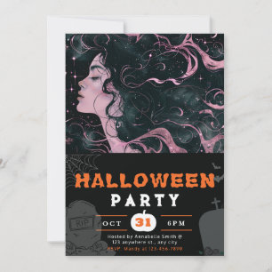 Himlar Goddess Rosa Black Halloween Inbjudningar